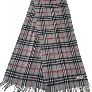 Burberry Classic Check Scarf Grey 100% Cashmere Unisex Scarf Made In England